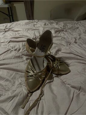 S&S Sparkle Gold Strappy Women's Flats